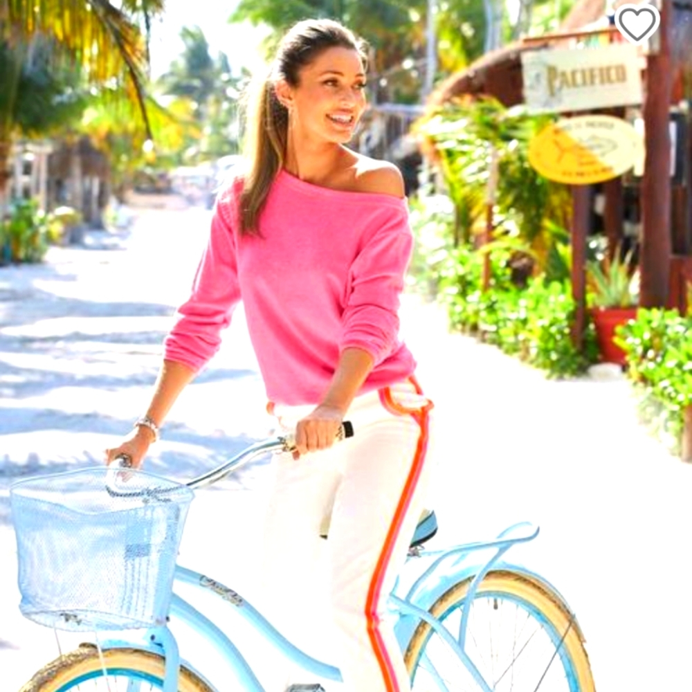 Hot pink velour slouch top